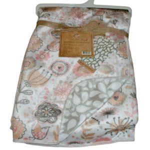 Free Little Bird Zinnia Floral Baby Girl Blanket White Pink Orange Gray NWT VHTF